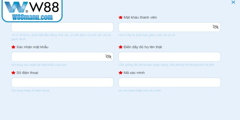 Khuyến Mãi W88 - Kho Quà Tặng Dành Riêng Cho Hội Viên 16 Điền đầy đủ và chính xác hồ sơ đăng ký để lưu trữ thông tin