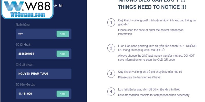 Đăng Ký W88 - Gia Nhập Cộng Đồng, Nhận Ngay Quà 150k 15 Nạp tiền W88 được đánh giá cao nhờ cung cấp đa dạng cách thức